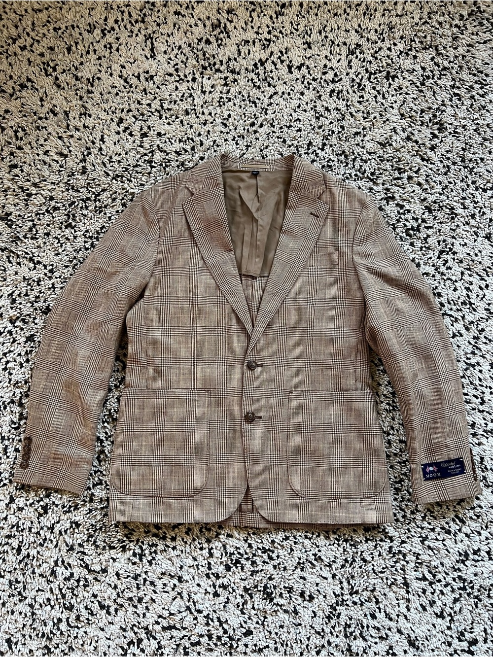 J. Crew Crosby Classic-Fit Blazer Coat Plaid English Wool Linen Blend Men’s 38S